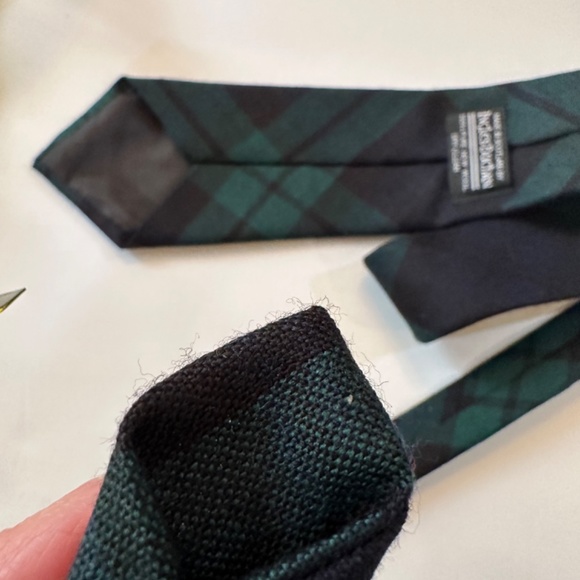 Ingles Buchan Wool Necktie made in Scotland Blue/Green Plaid - Picture 6 of 6